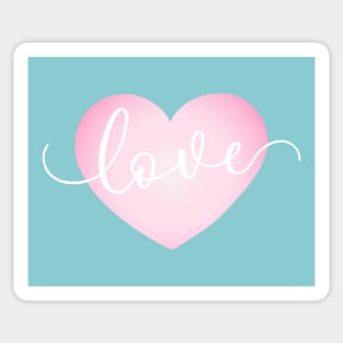 Simple Love Pink Heart Valentine's Day Calligraphy Sticker